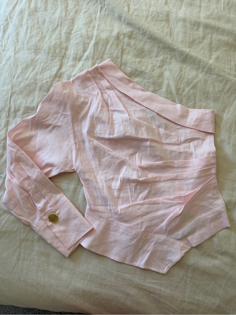 Light Pink One-Shoulder Blouse